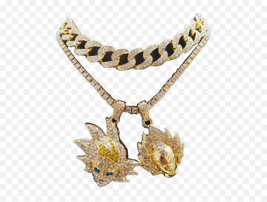 Goku X Vegeta Gold Chain Set Png Official Psds Emoji,Gold Chain Necklace Emoji