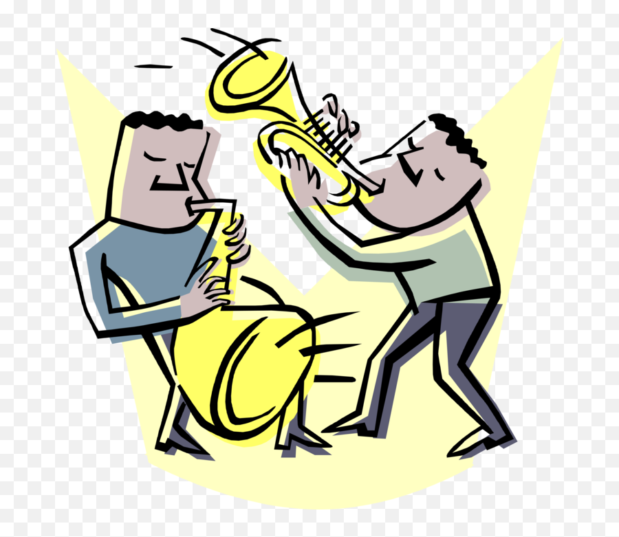 Vector Illustration Of Jazz Musicians Perform With - Jazz Jazz Instruments Cartoon Emoji,Emoji Violin Trumpet Saxophone