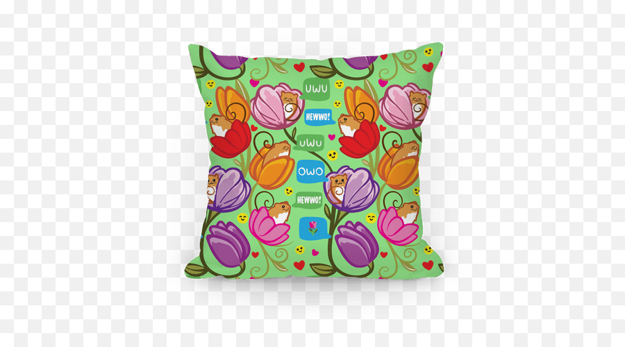 Harvest Mice Emoji Floral Pattern Pillows Lookhuman - Decorative,Zipper Emoji