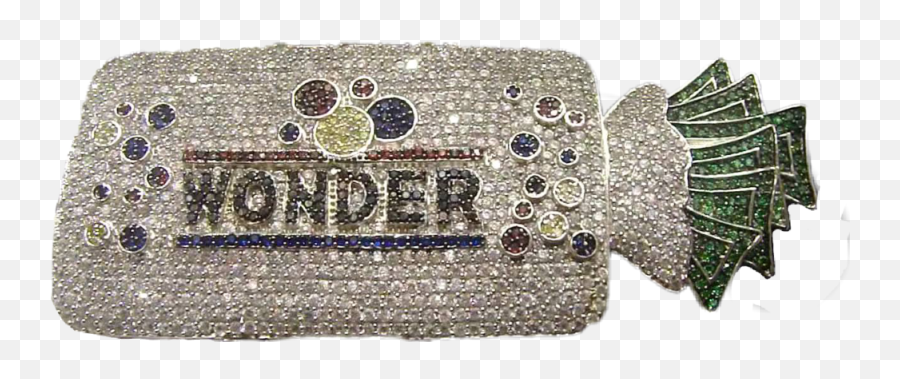 Diamond Iced Out Wonder Bread Pendant Png Official Psds - Sparkly Emoji,Bread Emoji Png