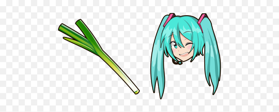 Hatsune Miku And Leek Cursor U2013 Custom Cursor - Hatsune Miku Leek Emoji,Miku Emoji