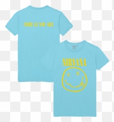 Come As You Are Smiley Tee - Blue Blue Nirvana Shirt Emoji,Emoticon T Shirt