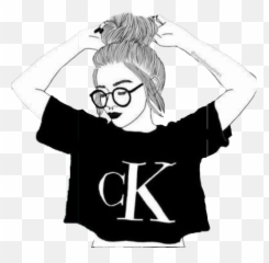 1 Girl Nerd Cartoon Sticker - Calvin Klein Shirt Grau Emoji,Nerd Emoji Black And White
