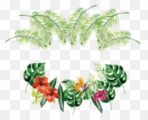 Download Tropical Flower Rose Watercolor Euclidean Vector - Watercolour Tropical Leaves Border Emoji,Disney's Stitch Emoticons Question Mark
