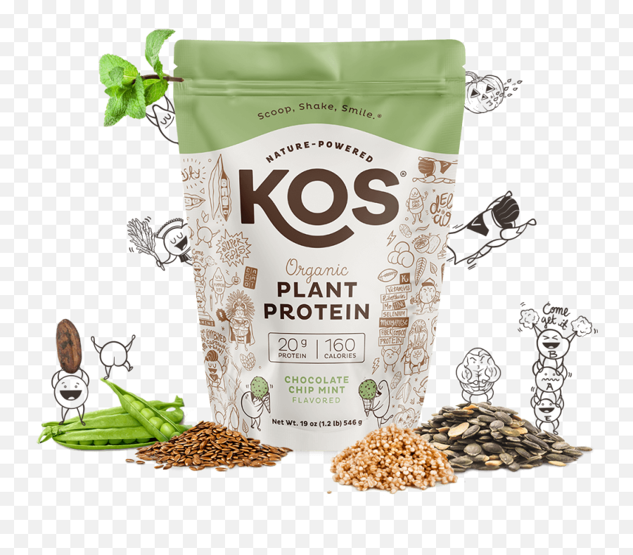 Kos Organic Plant Protein Chocolate Chip Mint 14 Servings Emoji,Coon Chip Emojis