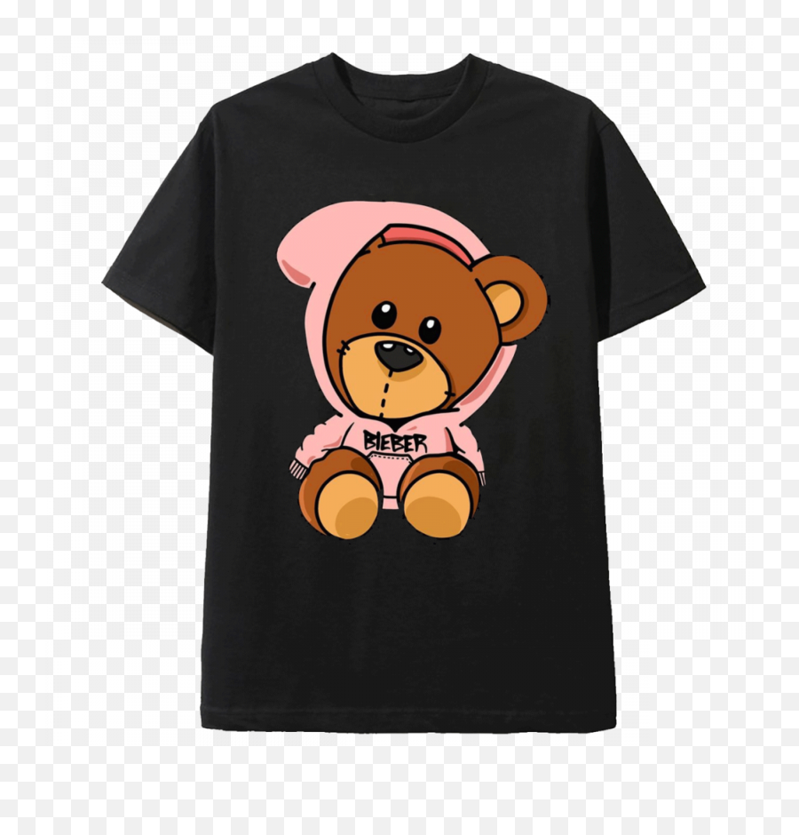 Bieber Bear Black Tee Shirt Justin Bieber - Drew House Fondos De Pantalla Emoji,2ft Emoticon Plush