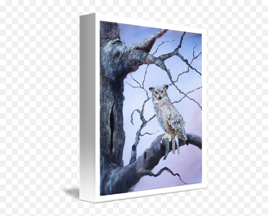 Great Horned Owl On Tree Branch By Velvet Tetrault Emoji,Owl Emotions Video