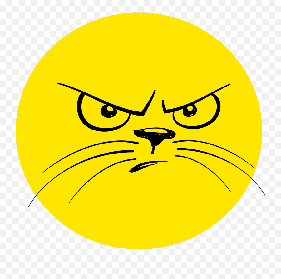 Angry Cat Smiley Clipart - Angry Cat Face Drawing Easy Emoji,Scared Cat Emoji