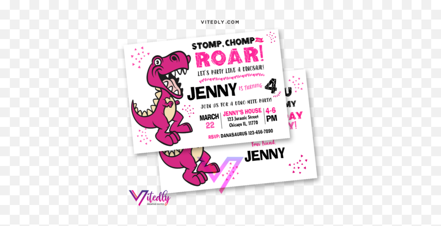 Invitations U2013 Tagged Girls Invitation U2013 Page 2 U2013 Vitedly - Horizontal Emoji,Dinosaur Text Emoticon