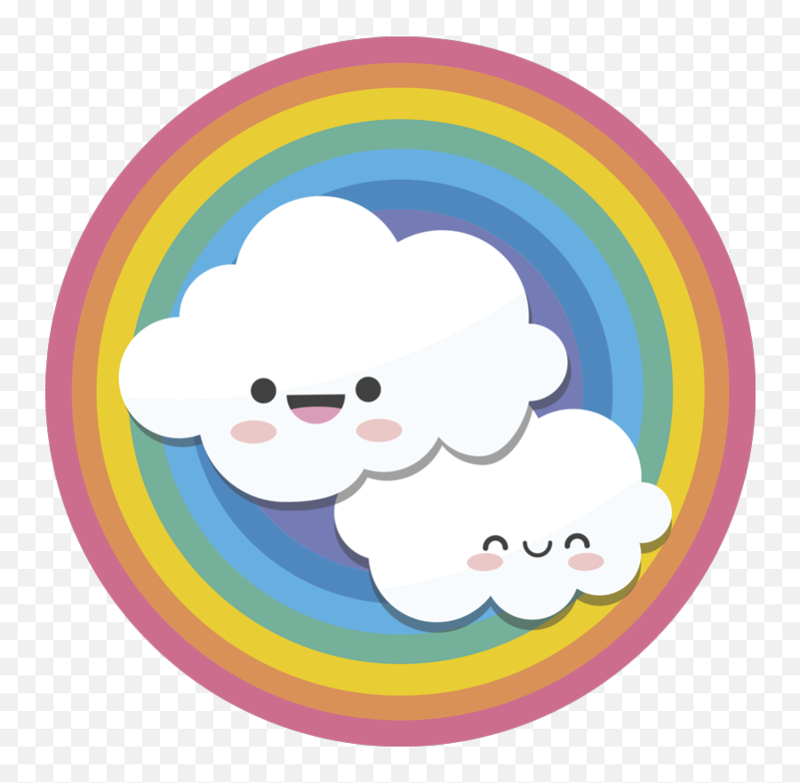 Autocolantes De Ilustrações Crianças - Arcoíris E Nuvens Happy Emoji,Emoticon Piscando O Olho