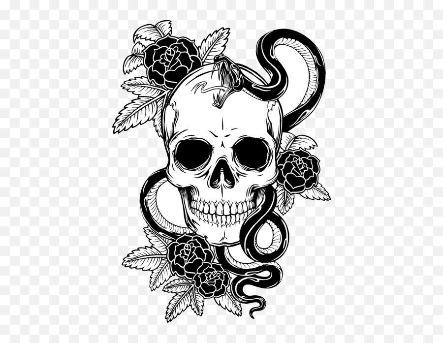 Download Tattoo Flower Skull Calavera T Emoji,Flower Vs Footprints Skull Emoji