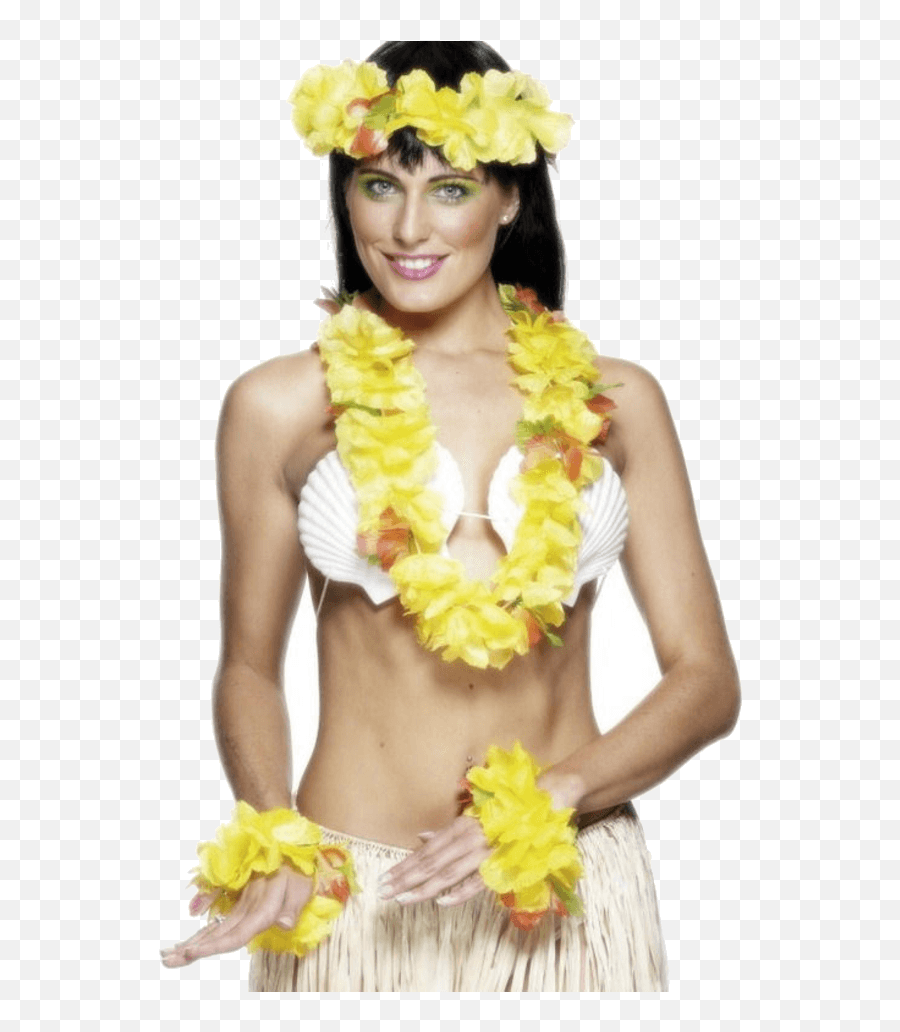 Hawaiian Fancy Dress Costumes - Hawaiian Necklace Flowers Heaband Emoji,Emoticons With Hula Girls And Leis