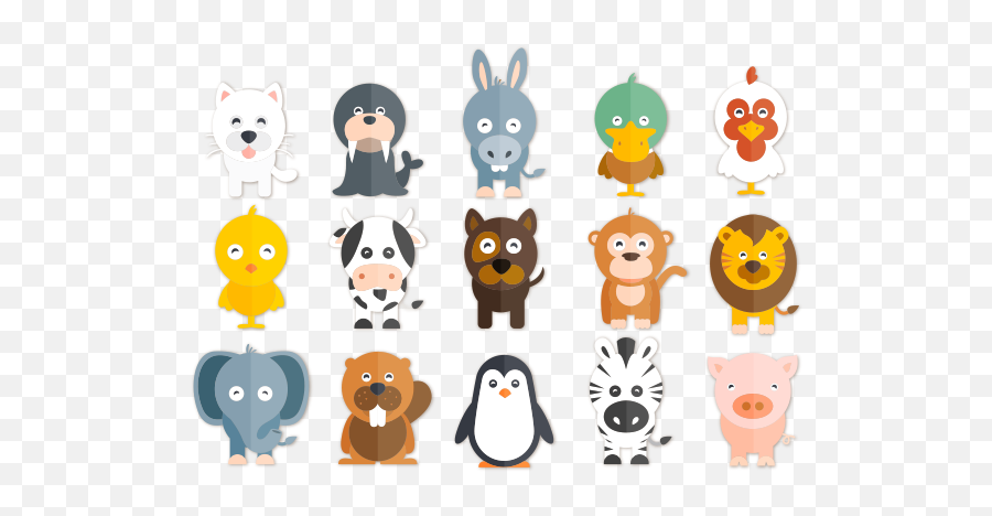 Download Happy Animals Illustrations Free Vector And Png The - Animal Vector Emoji,Emojis Aniales