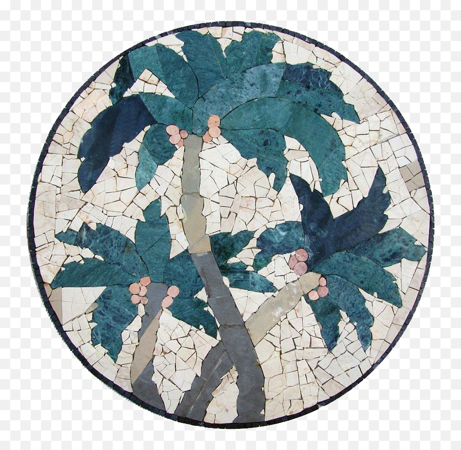 Medallion Mosaic Tile Art - Palm Trees Palm Tree Tile Moasic Emoji,Emotion Wild Tile For Sale