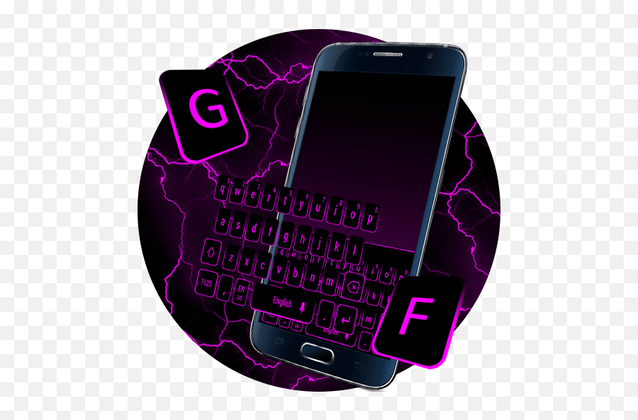 Black Purple Neon Keyboard - Technology Applications Emoji,Emoticon Bergerak Wechat