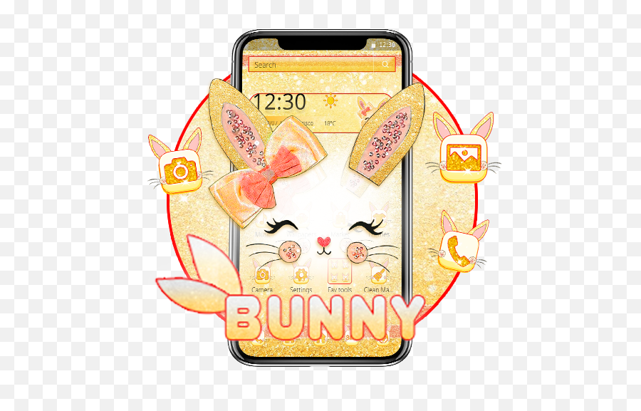 Cute Gold Glitter Bunny Theme U2013 Apps On Google Play - Happy Emoji,Weather Bunny Emojis