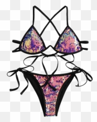 Zaful Sequined Cross Tie Underwire - For Women Emoji,New Emojis 2019 Swimsuit