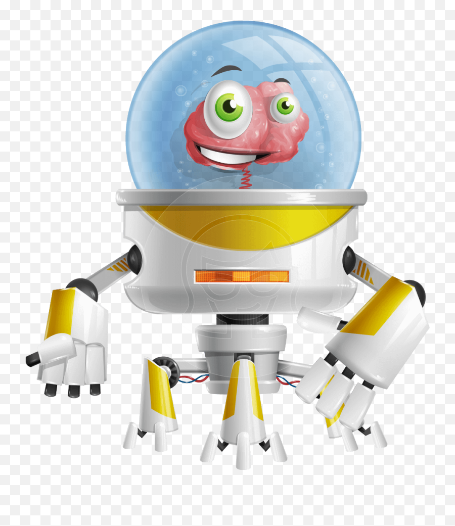 Robot Cartoon Robots - Brain Robot Character Emoji,Artificial Emotion Robot Colors