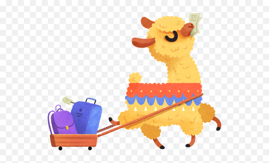 Illustration Of An Alpaca Leaving For A Trip - Traveling Happy Emoji,Road Trip Emojis