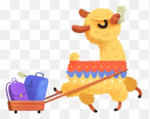 Illustration Of An Alpaca Leaving For A Trip - Traveling Happy Emoji,Road Trip Emojis
