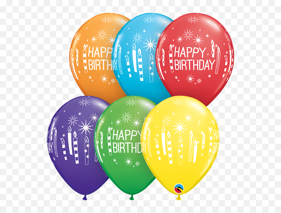 11 Inch Birthday Candles And Starbursts Rainbow Balloons - Balloon And Birthday Candles Emoji,Birthday Balloon Emoji
