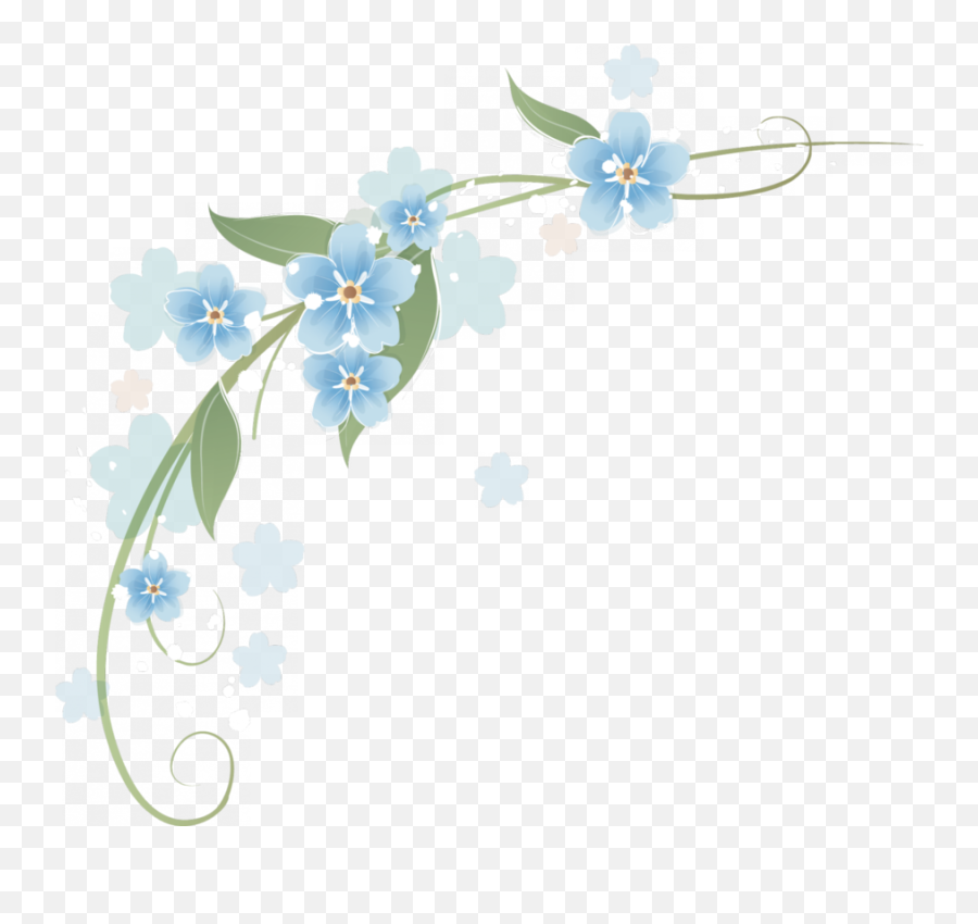 Esquinero De Flores Azules Clipart Flower Borders And Emoji,Marcos De Emojis