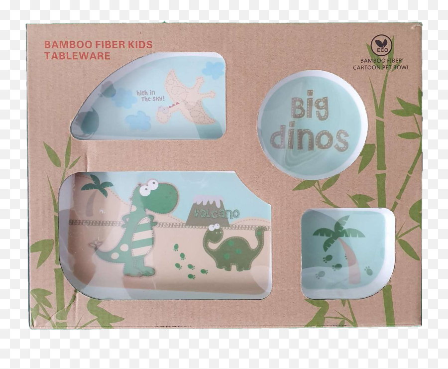 Bamboo Dinner Set - Dinosaur U2013 Kapai Kids Furniture Mat Emoji,Dinosaur Text Emoticon