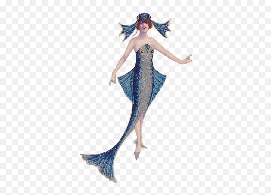 Fish Ocean The Fish Woman Sea Sticker - Vintage Mermaid Costume Emoji,Woman Fish Emoji