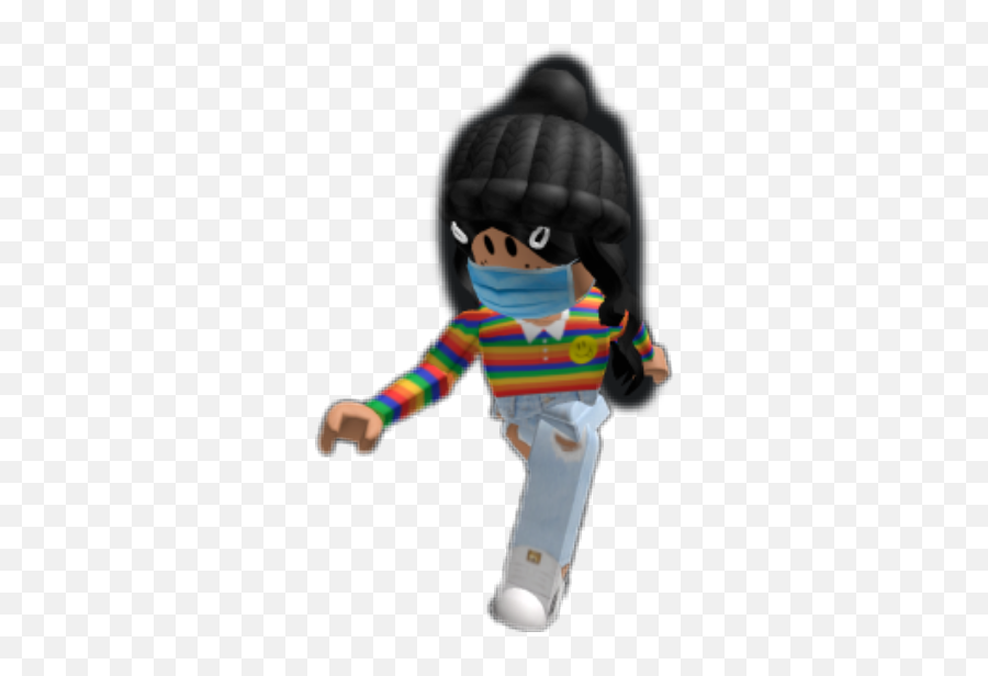 Facemask Girl Black Hat Put Sticker By Im Sas - Fictional Character Emoji,How Do You Put Emojis In Roblox