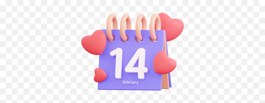 Premium 14 February Valentines Day 3d Illustration Download Emoji,February 14 Calendar Emoji