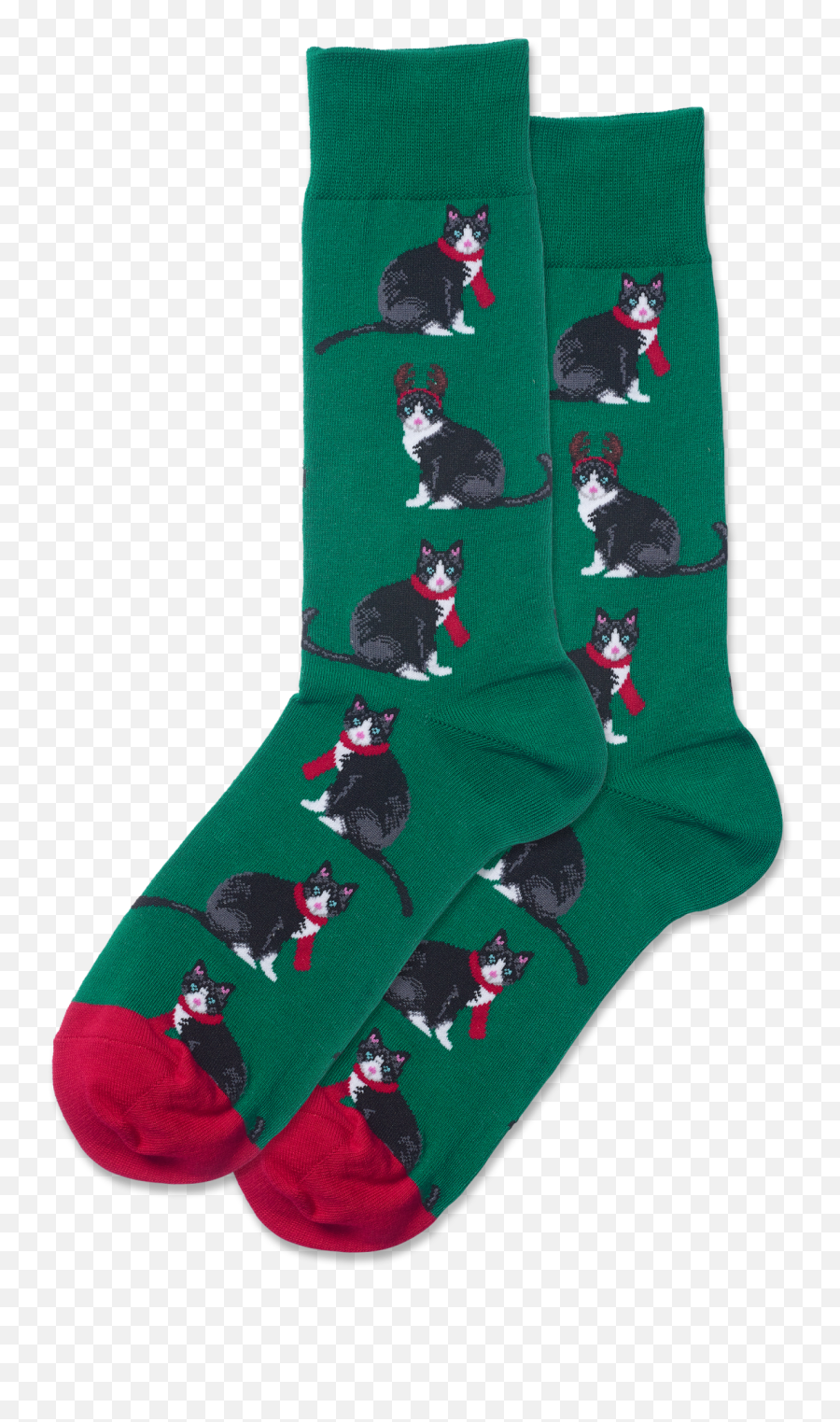 Menu0027s Reindeer Cat Crew Socks - Green Unisex Emoji,Cat And Boot Emoji