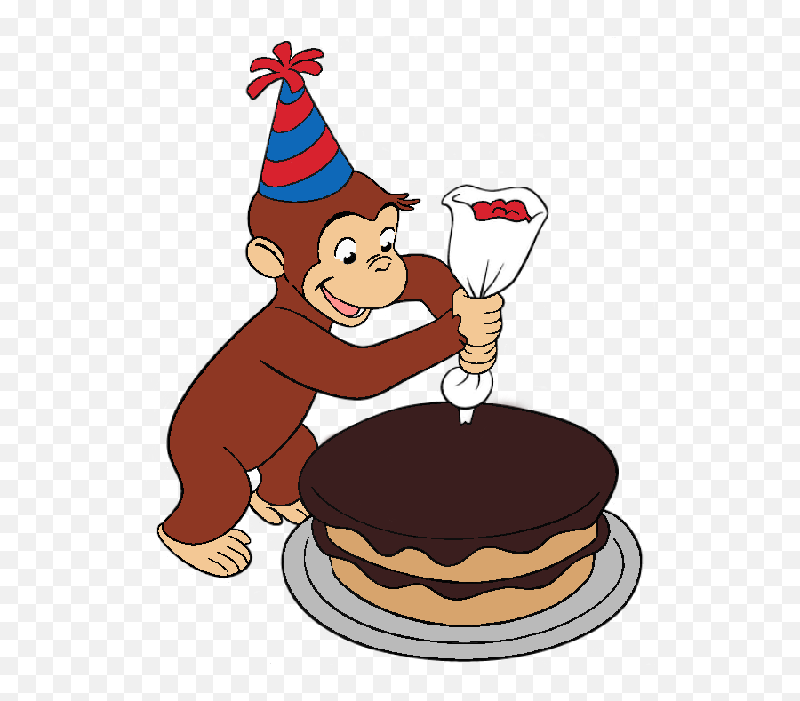 First Birthday Png - Curious George Decorated A Cake Boy Curious George Birthday Shirt Emoji,Clipart Emoticons Tv Curious