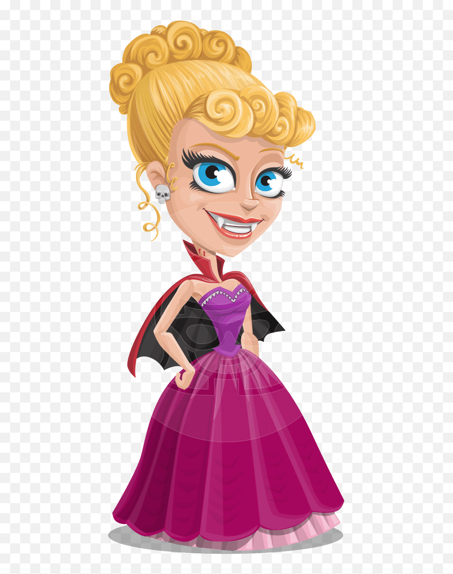 A Curly Female Vampire Cartoon Character Wearing A Emoji,Skype Lady Vampire Emoticon