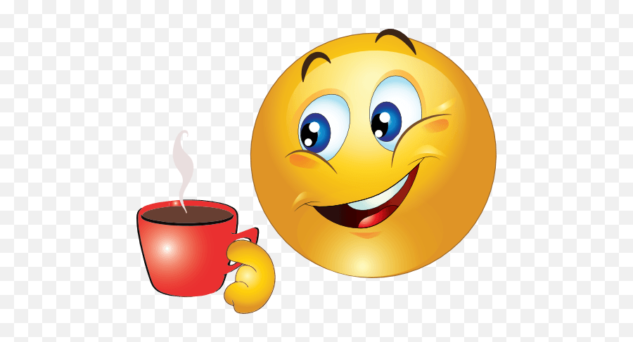 Smiley With Coffee Cup - Emoticon Coffee Emoji,Drinking Emoji