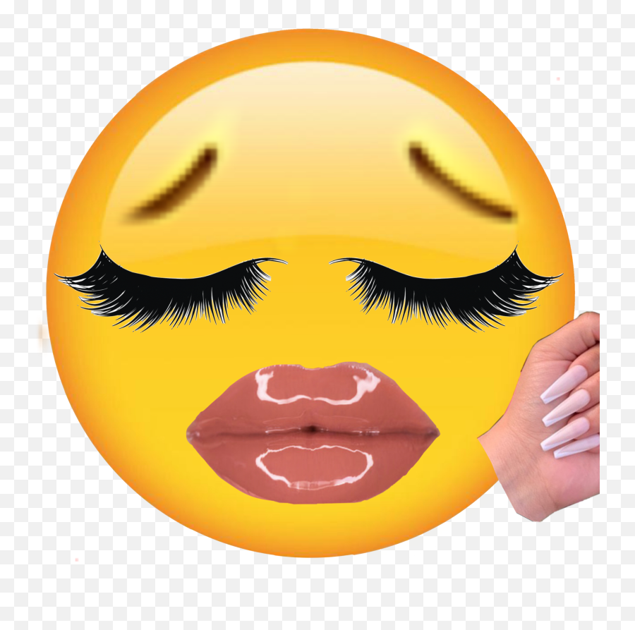 Emoji Sassy Glossylips Nails Sticker - Sassy Emoji,Emoji Hand And Lips