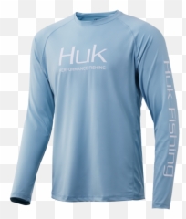 Carolina Blue Huk Pursuit Vented Ls - Long Sleeve Emoji,Chaps Emoji