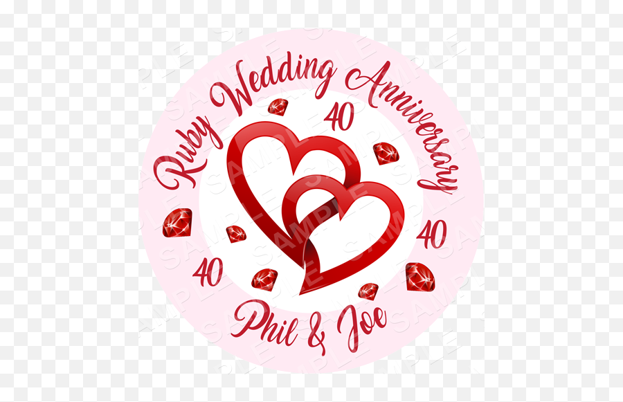 Ruby Wedding - Edible Cake Topper Personalised Printed Day Emoji,Married Emoji
