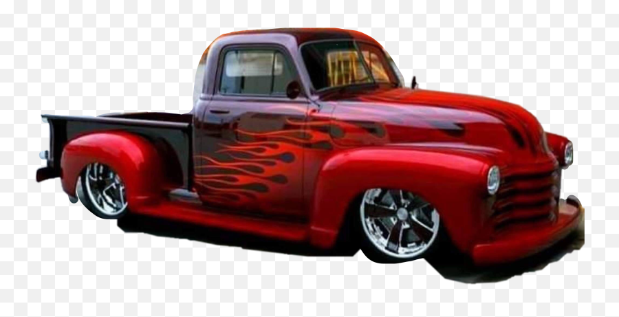 Pickup Truck Hotrod Flames Red Sticker - 47 Chevy Truck Png Emoji,Pickup Truck Emoji