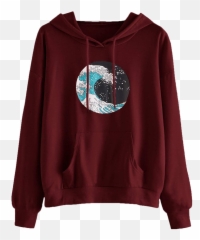 Sweatshirt Wave Maroon Red Sticker - Long Sleeve Emoji,Wave Emoji Shirt