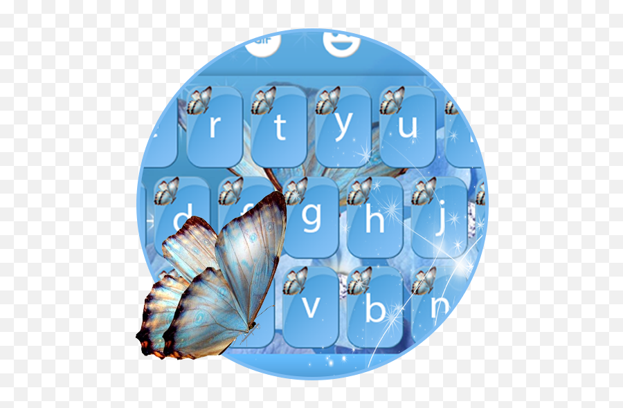Blue Glitter Butterfly Keyboard Theme - Apps On Google Play Sticker Mariposas Aesthetic Emoji,Butterfly Emoji Transparent