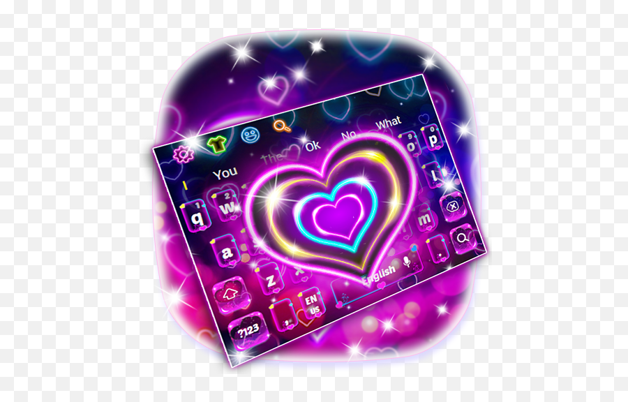 Lavender Neon Heart Keyboard Theme U2013 Aplikacije V Googlu Play - Girly Emoji,Bi Heart Emoji