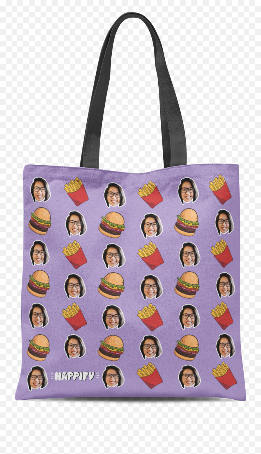 Fresh Fries U0026 Burger Custom Face Bag U2013 Happify Socks - Tote Bag Emoji,Emoticon For Happ
