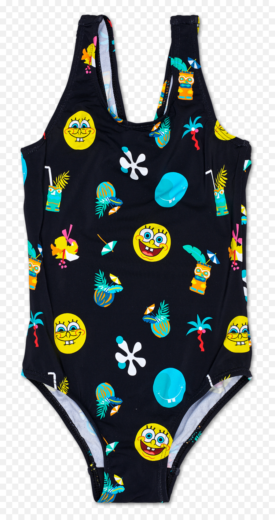 Happy Socks X Sponge Bob Black Swimsuit For Kids Emoji,Girls Emoji Knee Socks