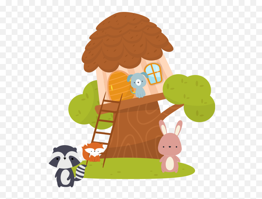 Colorful Tree House With Animals Sticker - Tenstickers Emoji,House Tree Emoji
