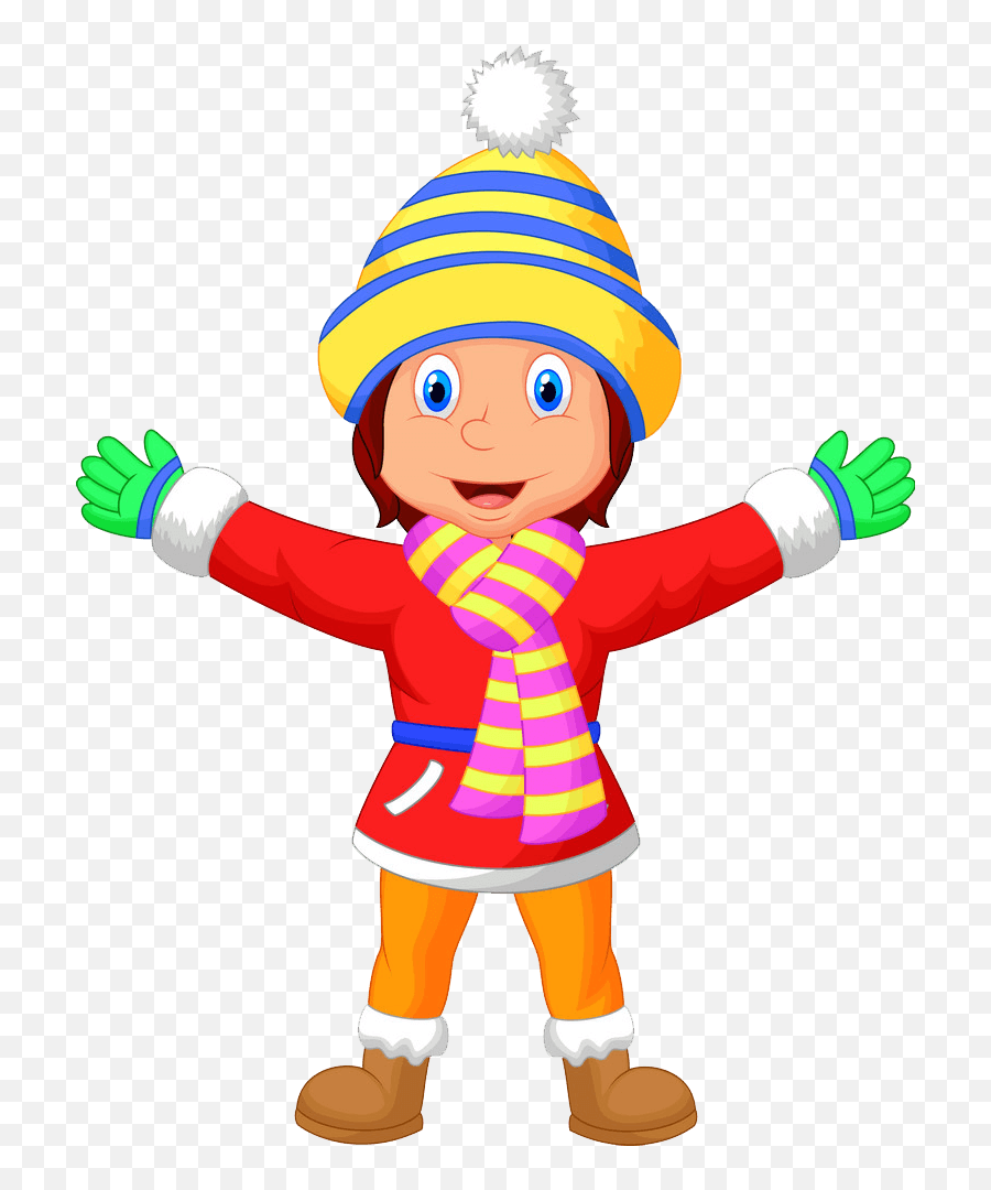 Happy Winter Girl Clipart Transparent - Clipart World Clothes In Winter Cartoon Emoji,Winter Emoticon