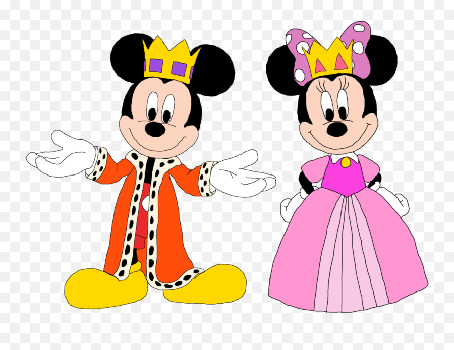 Prince Mickey And Princess Minnie Cartoon Drawing Free Image - Kingdom Hearts King Mickey Crown Emoji,Mickey Mouse Emotion Coloring Pages