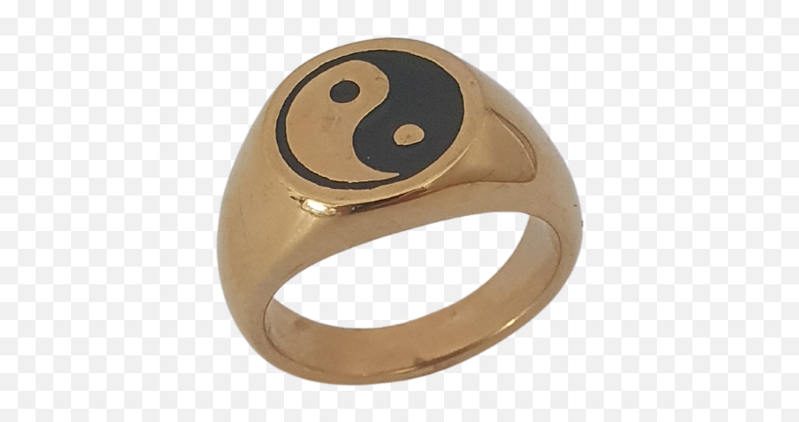 Gold Plated Yin Yang Ring - Solid Emoji,Yin Yang Emoticon