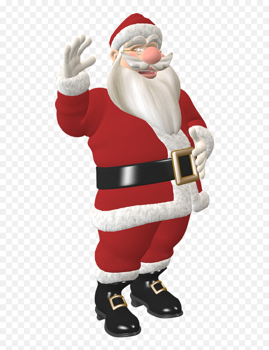 Santa Claus Toon Figure Christmas - Santa Waving Transparent Background Emoji,Santa Sleigh Emoji