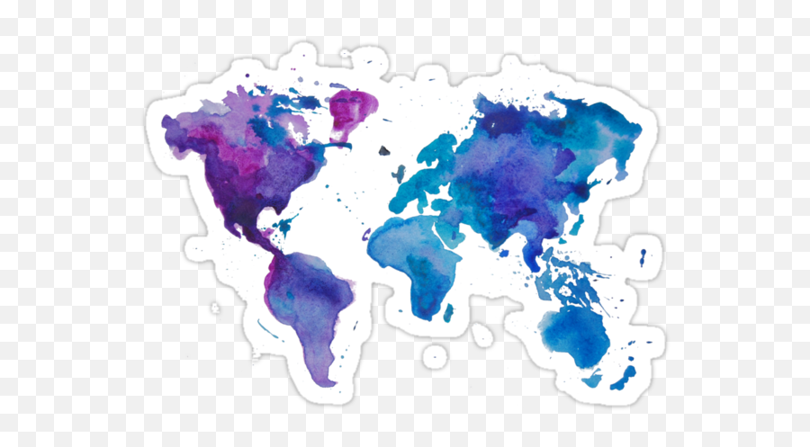 I Really Need Tumblr Stickers - Watercolor World Map Pretty Emoji,Bayley Emoji
