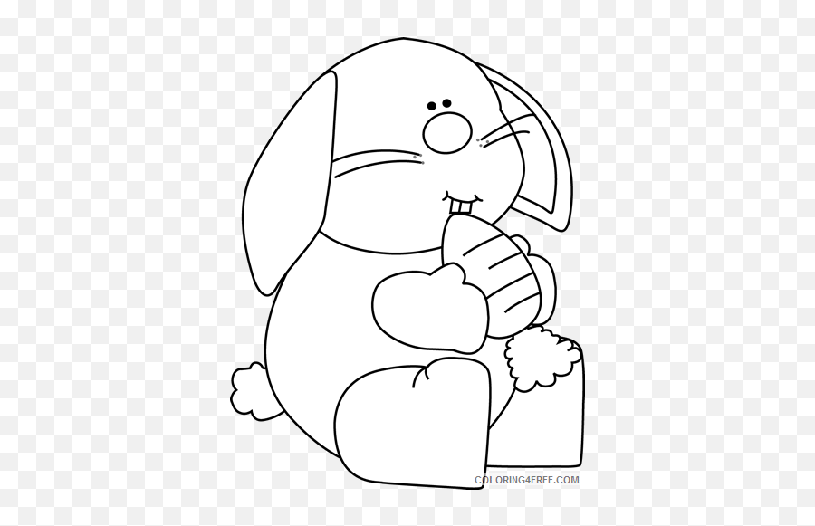 Bunny Outline Coloring Pages Carrot Black And Printable - Dot Emoji,Heart Dress Emoji Bunny